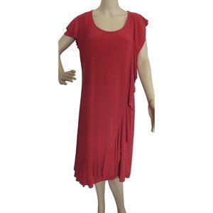 Heirloom Orange Pullover Dress Sz Small ruffles flutter cap sleeve knee length